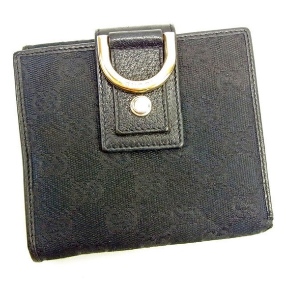 Gucci Wallet Purse Folding wallet GG Black Woman unisex Authentic Used Y6952 - Picture 1 of 6